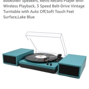 Lake Blue Vintage Turntable with Speakers